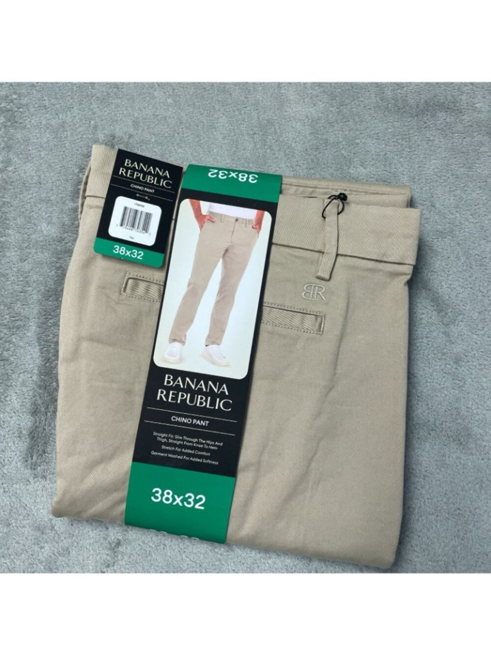 Banana Republic Men's 38x32 Chino Pants Slim Straight Fit Beige Stretch d1828 - Picture 4 of 13